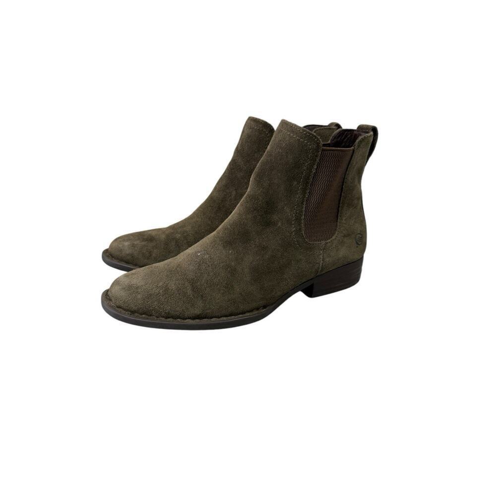 Born Casco Chelsea Shoes Mens Sz 6M Green Suede Leather Pull On Casual Boots